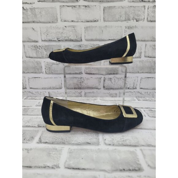 Seychelles Birch Flats Black Suede Gold Toe Buckle and Heel Size 8.5 - Picture 2 of 7